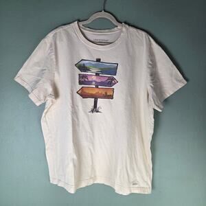 Life Is Good Mens XXL Cream Road Sign Short Sleeve Crewneck Crusher Tee Travel